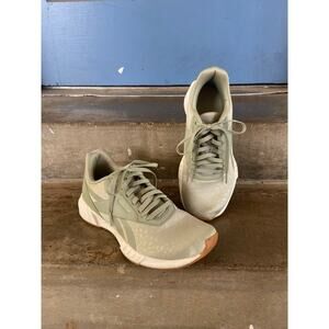 Reebok sage green lace up running shoes